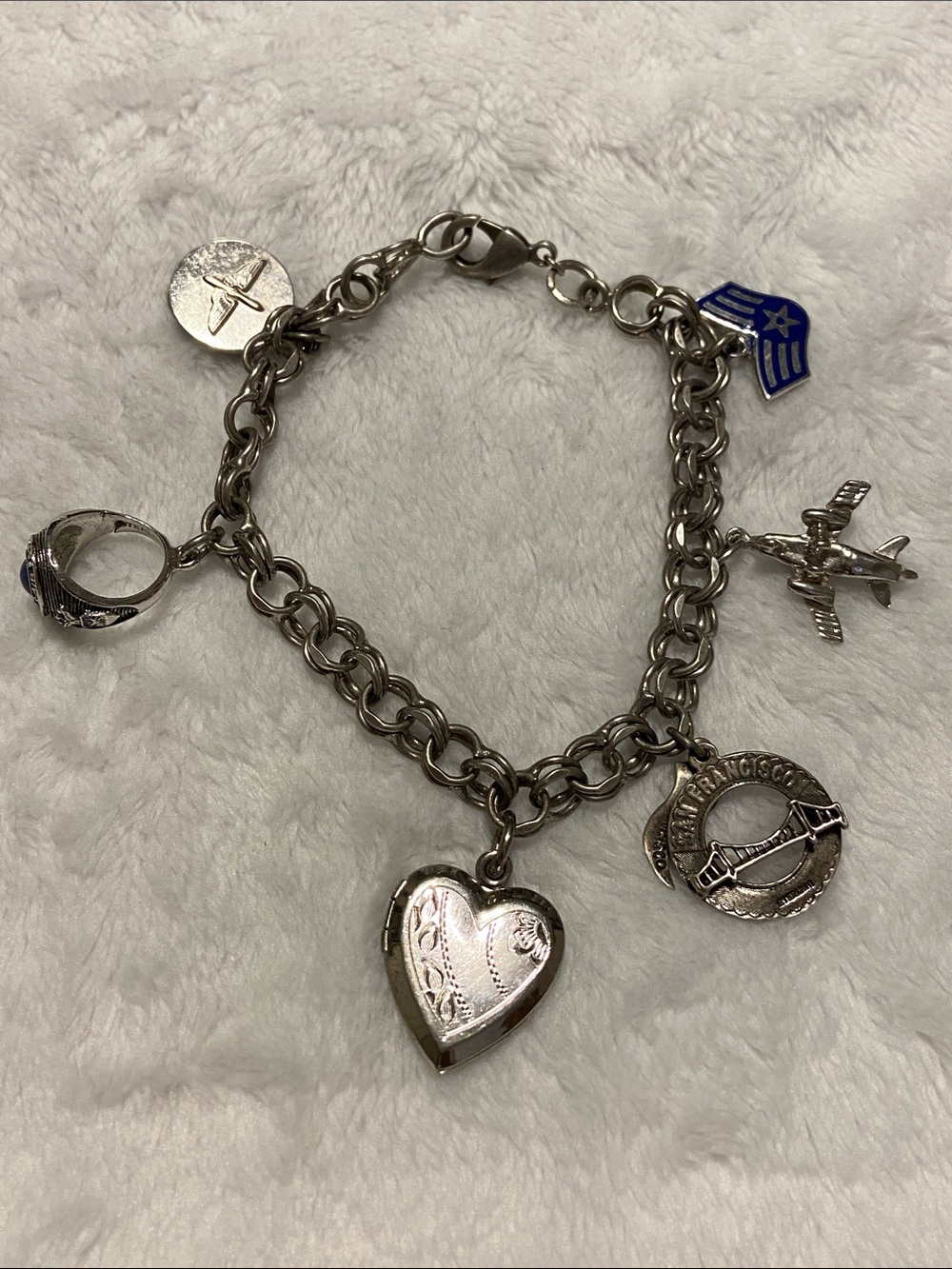 Vintage Silver sweetheart US Air Force Heart Charm Bracelet – Women Accessories